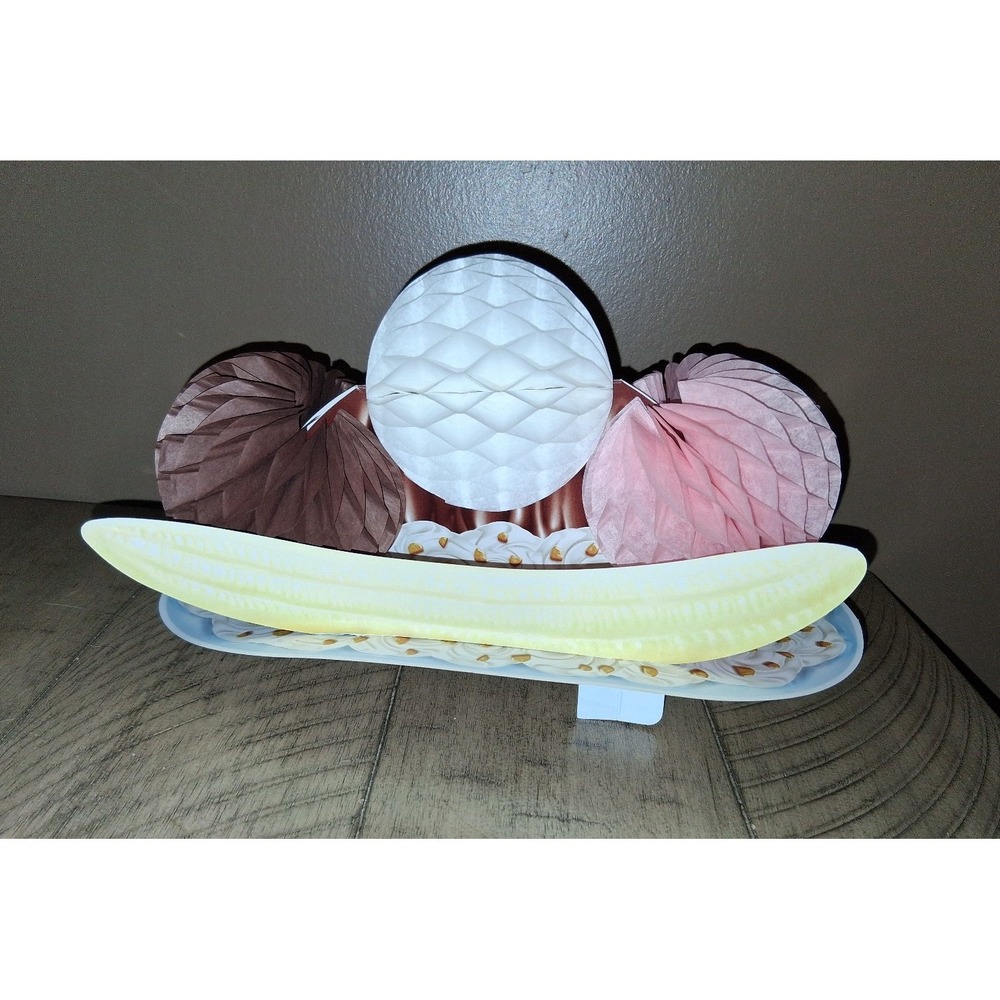 Vintage Beistle Honeycomb Banana Split‎ Centerpiece Ice Cream Soda Shop Party